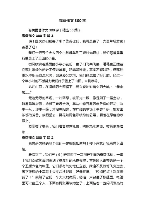 有关露营作文300字（精选56篇）