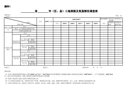 典型地区省市(区、县)土地损毁及复垦情况调查表xls
