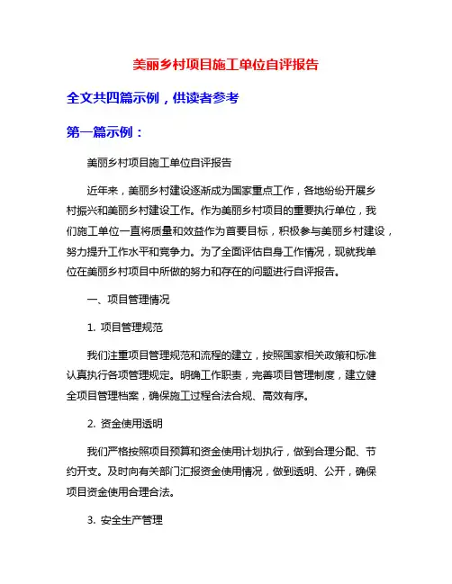 美丽乡村项目施工单位自评报告