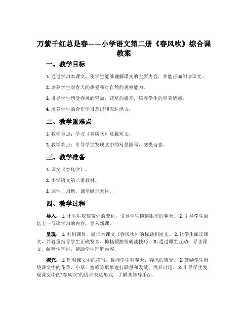 万紫千红总是春——小学语文第二册《春风吹》综合课教案