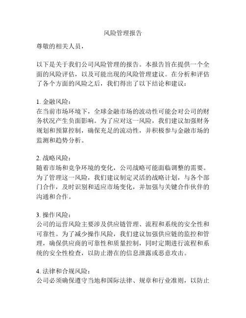 风险管理报告