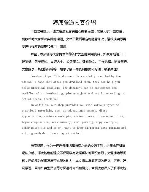 海底隧道内容介绍