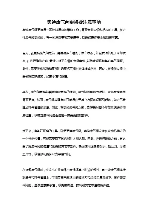 奥迪废气阀更换要注意事项