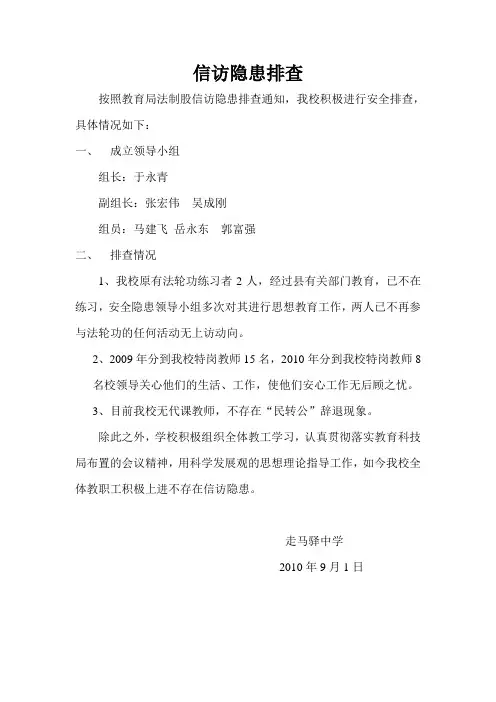 信访隐患排查报告