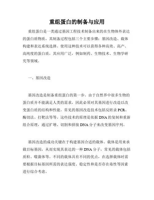 重组蛋白的制备与应用