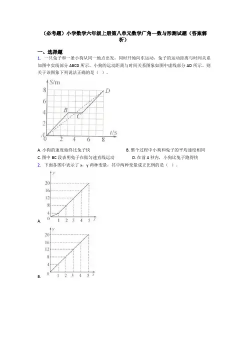 (必考题)小学数学六年级上册第八单元数学广角—数与形测试题(答案解析)