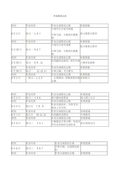 数学作业批改记录样例02
