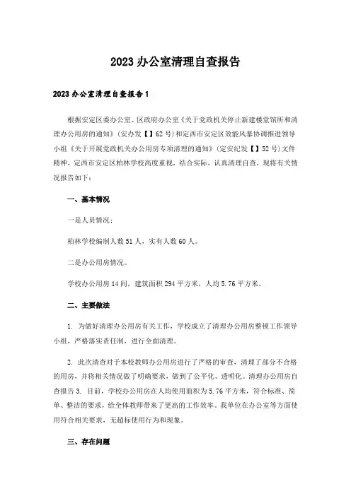 2023办公室清理自查报告