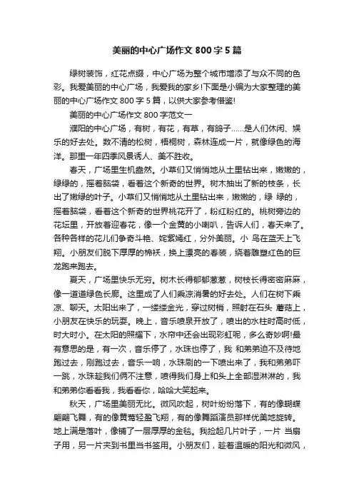 美丽的中心广场作文800字5篇