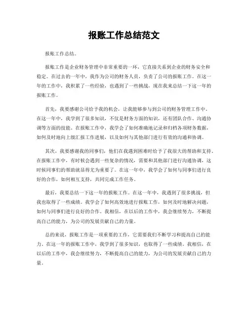 报账工作总结范文
