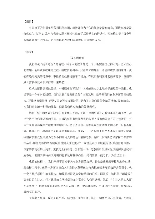 2020年徐汇区高三一模语文作文范文