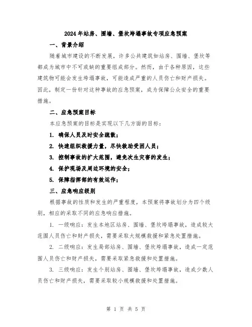 2024年站房、围墙、堡坎垮塌事故专项应急预案