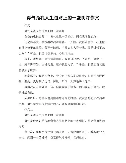 勇气是我人生道路上的一盏明灯作文