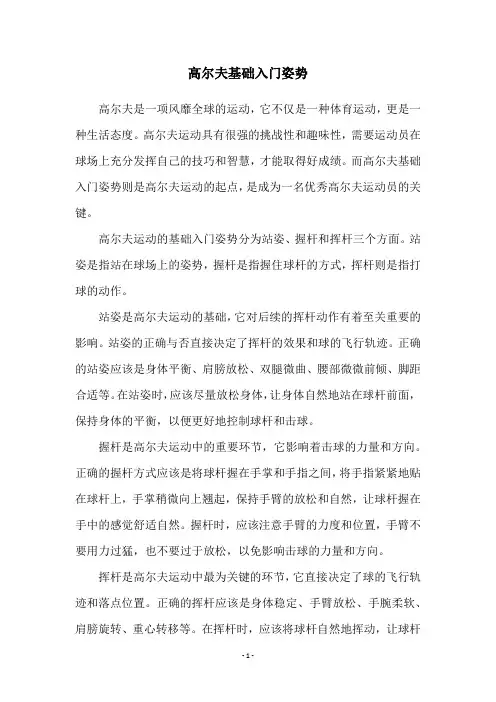 高尔夫基础入门姿势