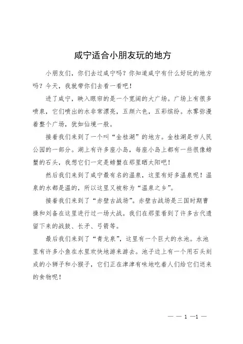 咸宁适合小朋友玩的地方