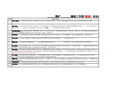 采掘工作面检查表