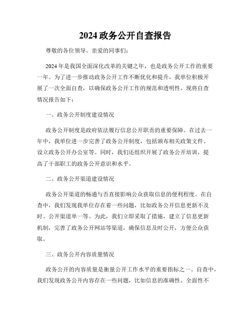 2024政务公开自查报告