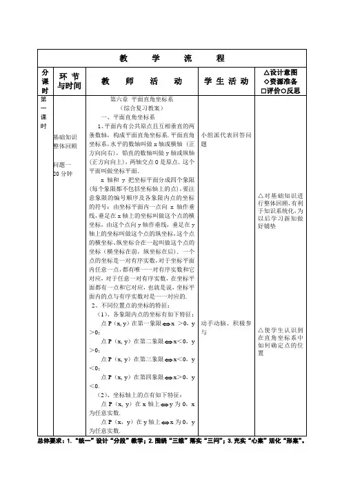 第六章 平面直角坐标系 (综合复习教案)教案20