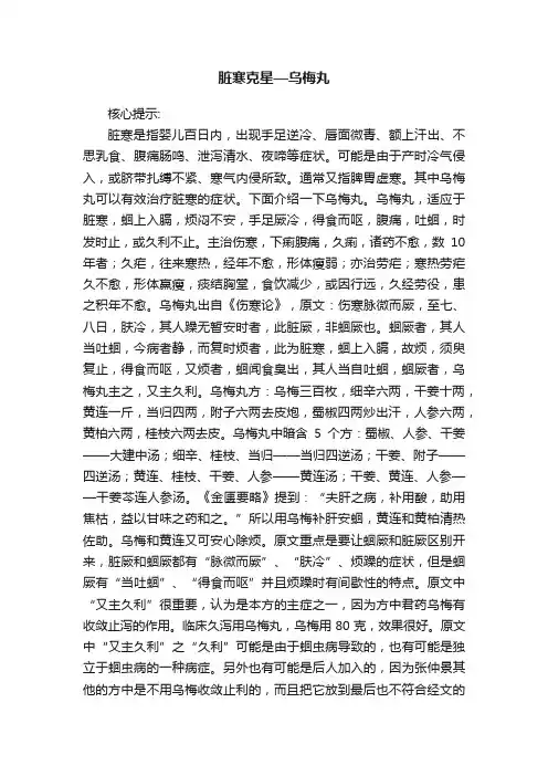 脏寒克星—乌梅丸