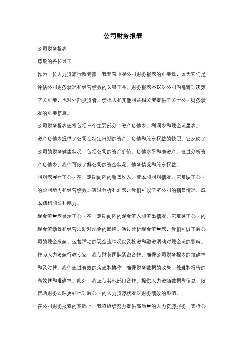 公司财务报表