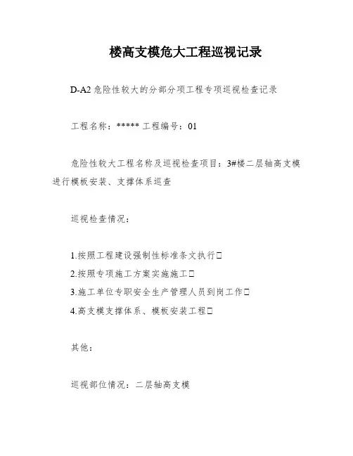 楼高支模危大工程巡视记录