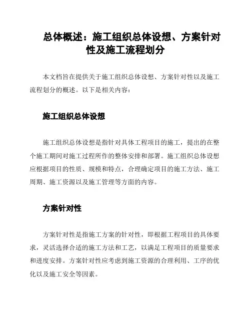 总体概述：施工组织总体设想、方案针对性及施工流程划分
