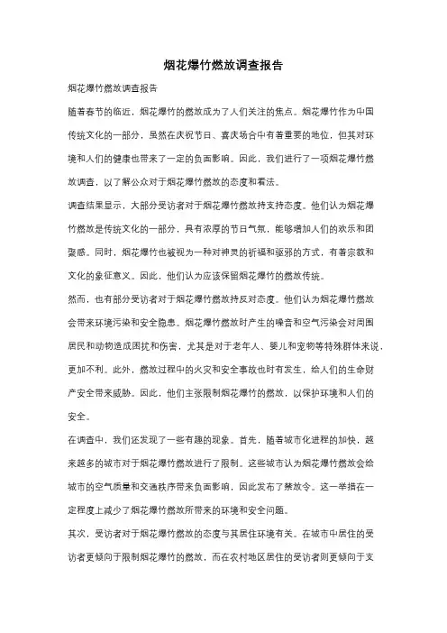 烟花爆竹燃放调查报告