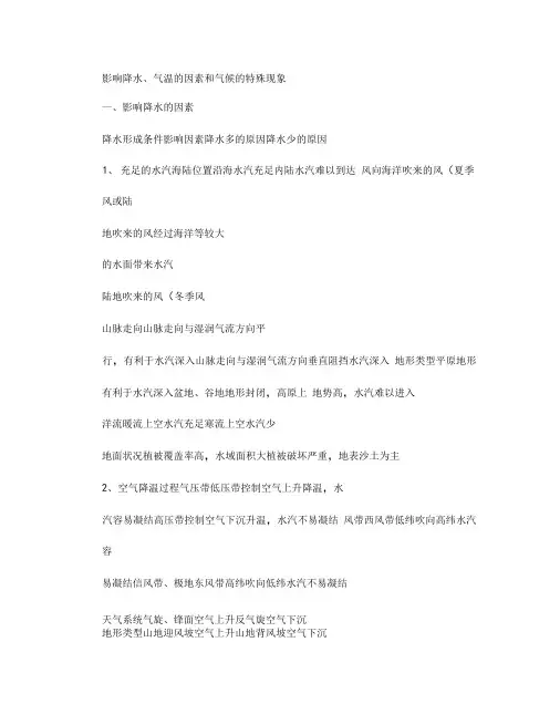 影响降水的因素