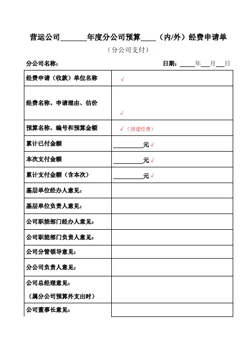 团建经费申请单