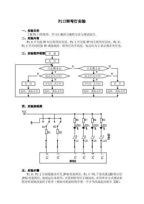 P1口转弯灯实验报告