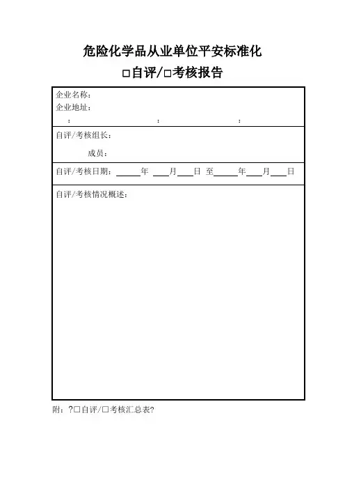 危险化学品从业单位安全标准化考核表