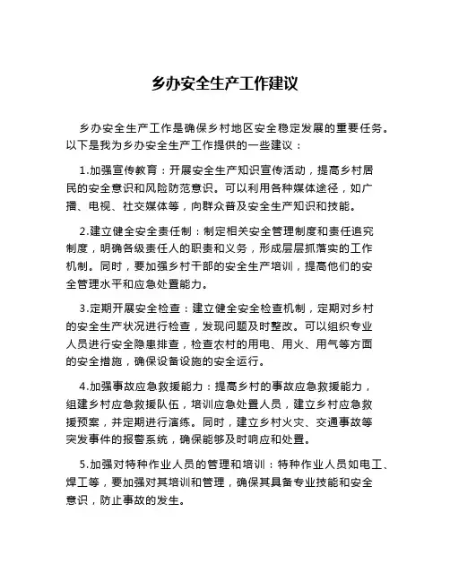乡办安全生产工作建议