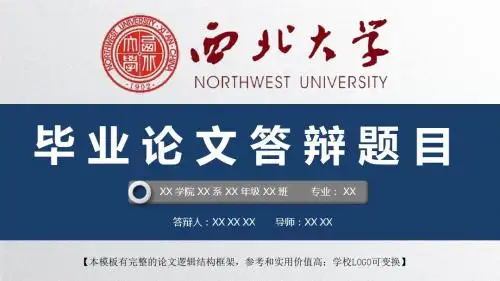 西北大学 开题报告论文答辩精美框架式PPT模板