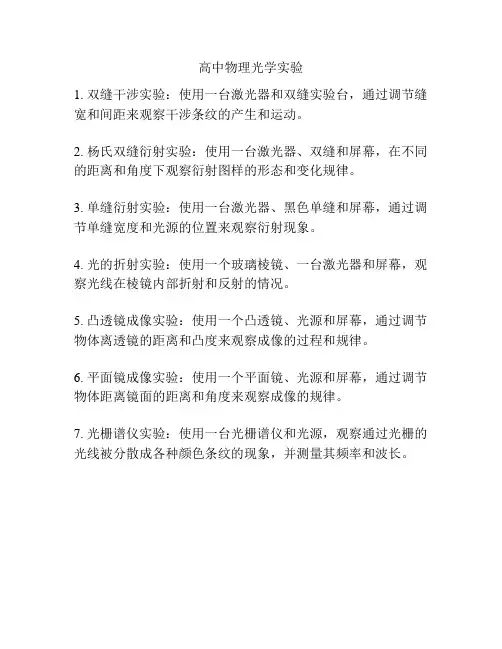 高中物理光学实验