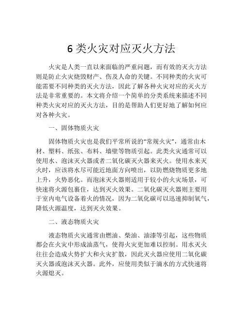 6类火灾对应灭火方法