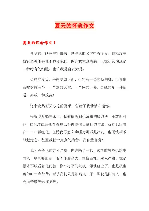 夏天的怀念作文