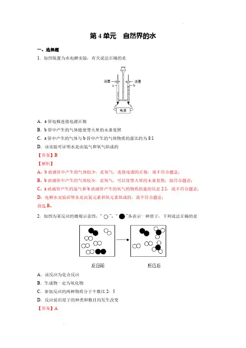 (中考化学)自然界的水(综合训练)(解析版)