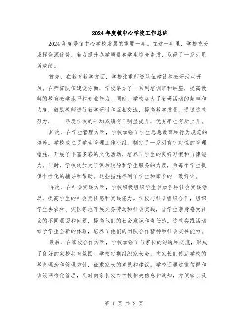 2024年度镇中心学校工作总结
