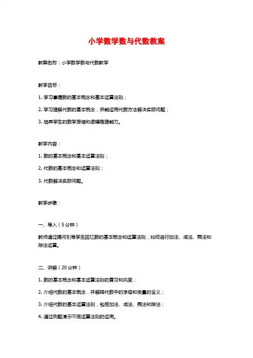 小学数学数与代数教案