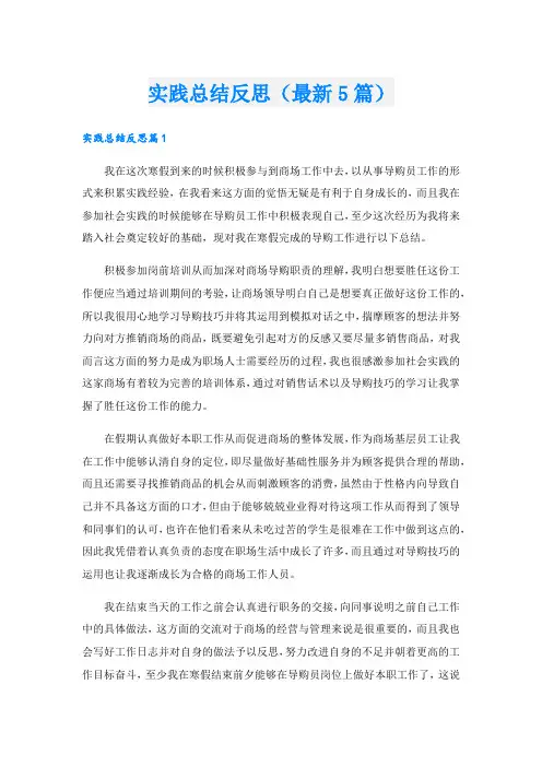 实践总结反思(最新5篇)