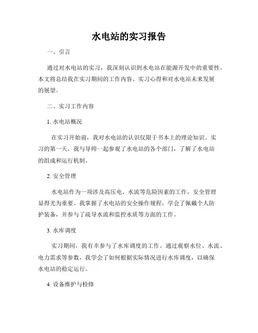 水电站的实习报告