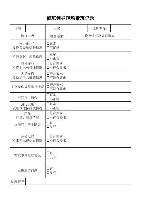 值班领导带班记录