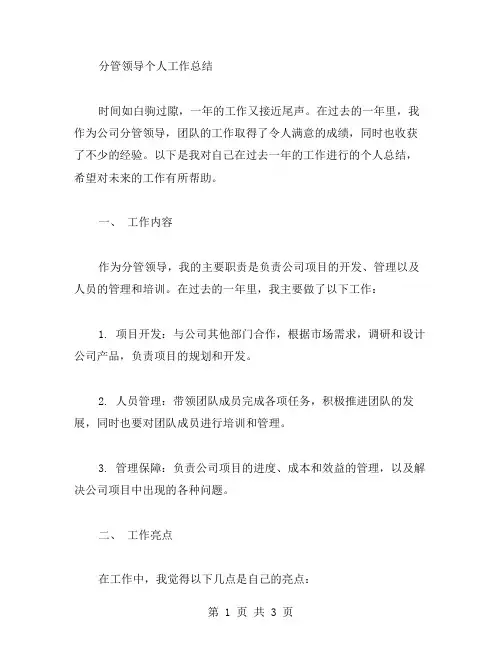 分管领导个人工作总结范文