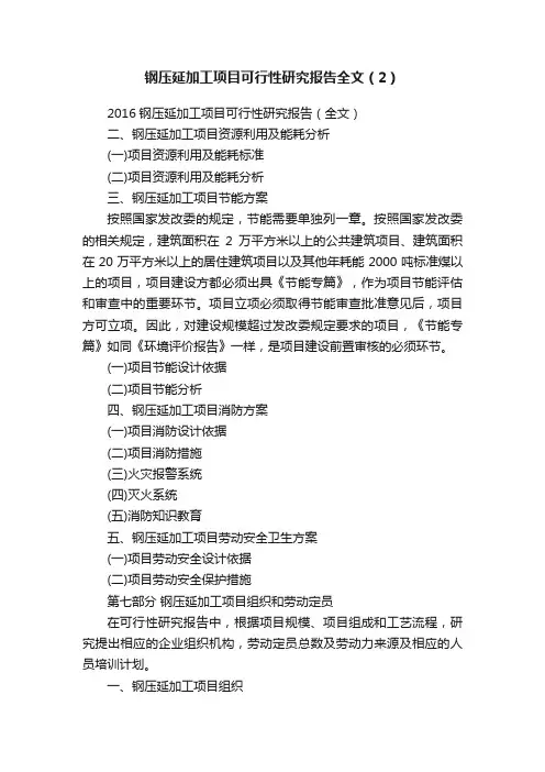 钢压延加工项目可行性研究报告全文（2）