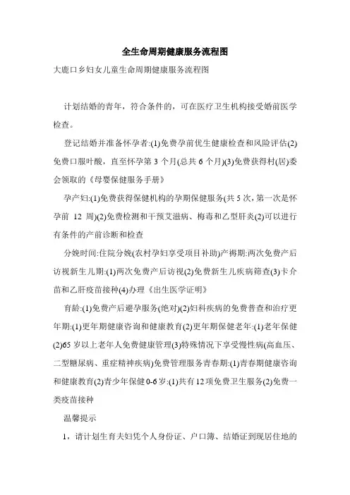 全生命周期健康服务流程图
