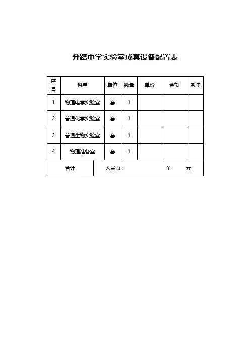 (设备管理)分路中学实验室配置单理化生实验室成套设备配置清单