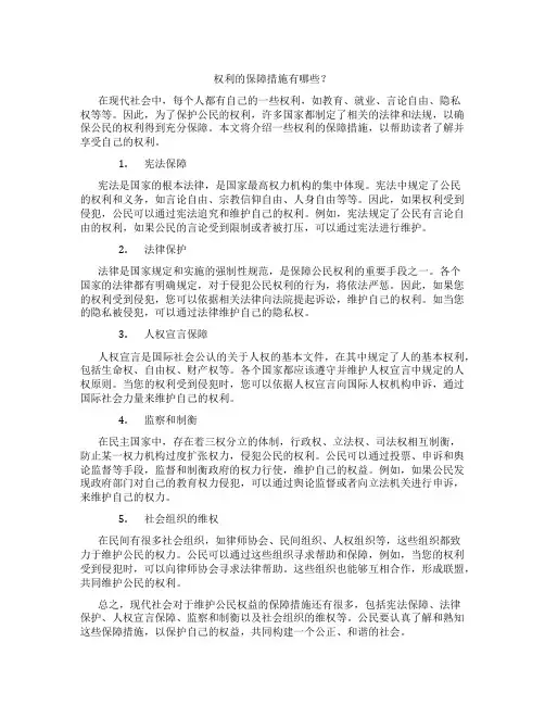 权利的保障措施有