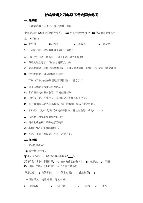 14 母鸡   同步练习(含答案)