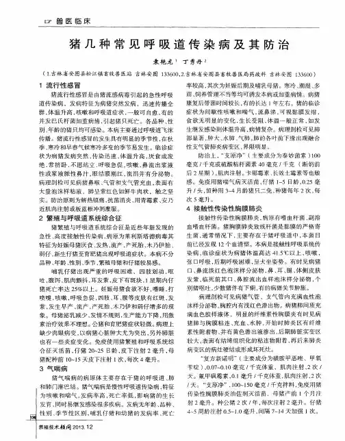 猪几种常见呼吸道传染病及其防治