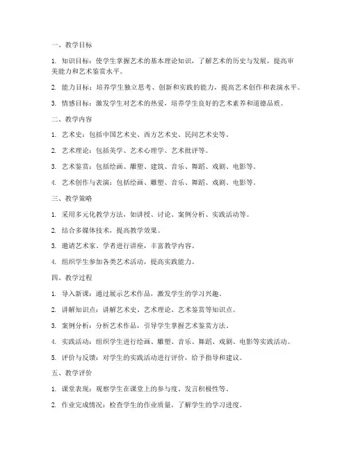 高校艺术类教学设计方案